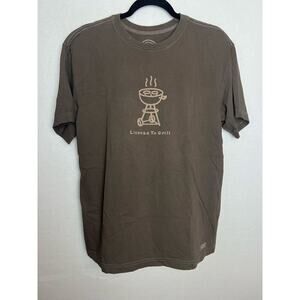 Life is Good Men's Short Sleeve Gray T-Shirt Size Medium License to Grill